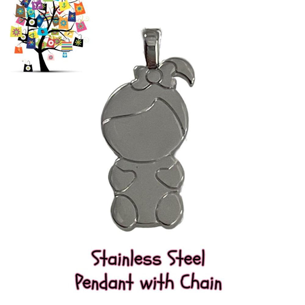 Stainless Steel Necklace Girl w/Pony Tail - Picture 4 of 4